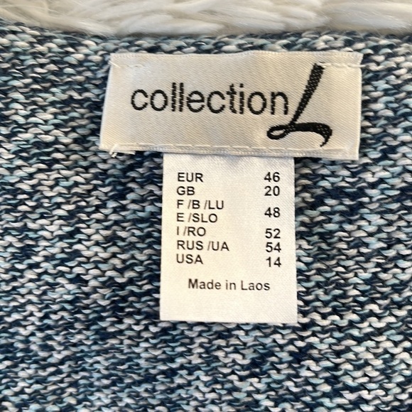 Collection L Women’s Long Sleeve V-Neck Sweater blue Mottled size 14 - Picture 3 of 7